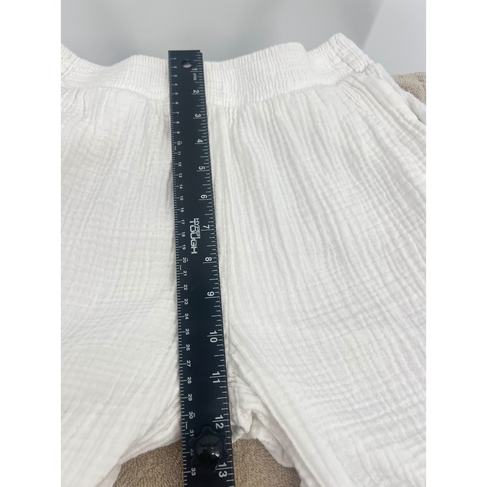 Aerie WhiteGauze Cotton Cargo Pants Elastic Waist Relaxed Wide Leg Trousers Sm - Picture 10 of 16